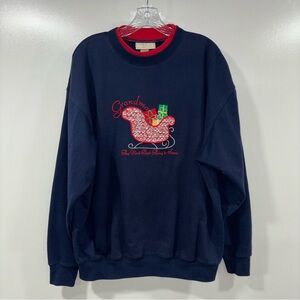 Vintage Embroidered “Grandma The Next Best Thing to Santa” crewneck Sweatshirt